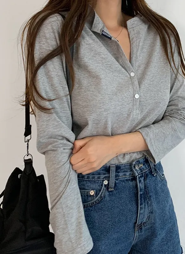 ボタンスリットネックTシャツ | muahmuah | 詳細画像1