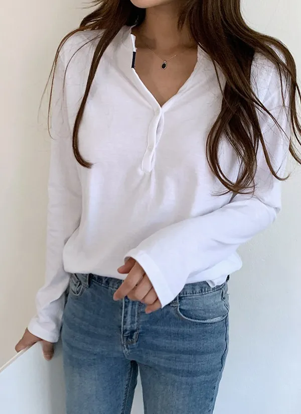 ボタンスリットネックTシャツ | muahmuah | 詳細画像2