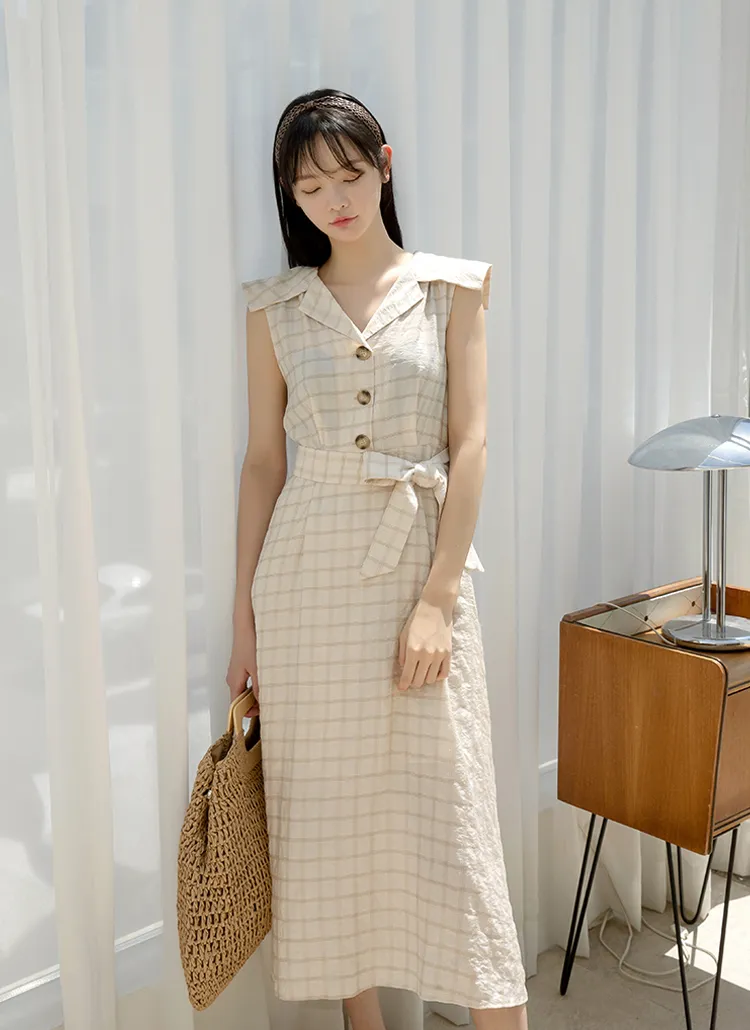 チェックセーラーカラーノースリワンピース | Atelier Nain | 詳細画像1