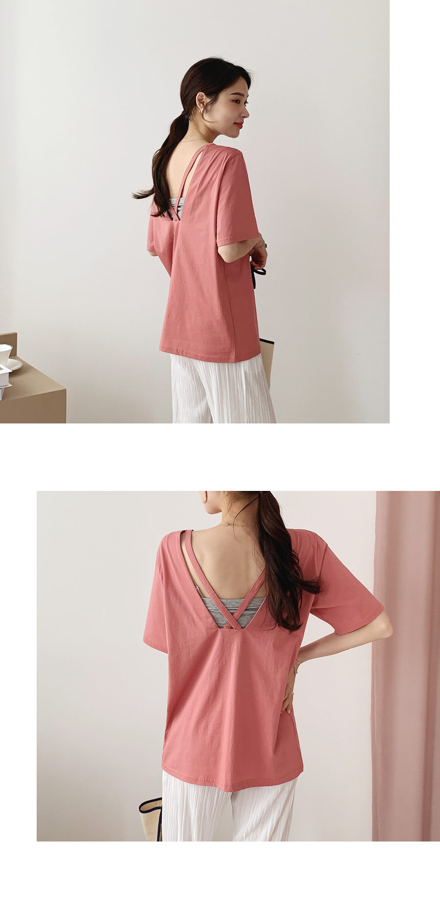 バッククロスストラップTシャツ・全4色 | DHOLIC PLUS | 詳細画像3