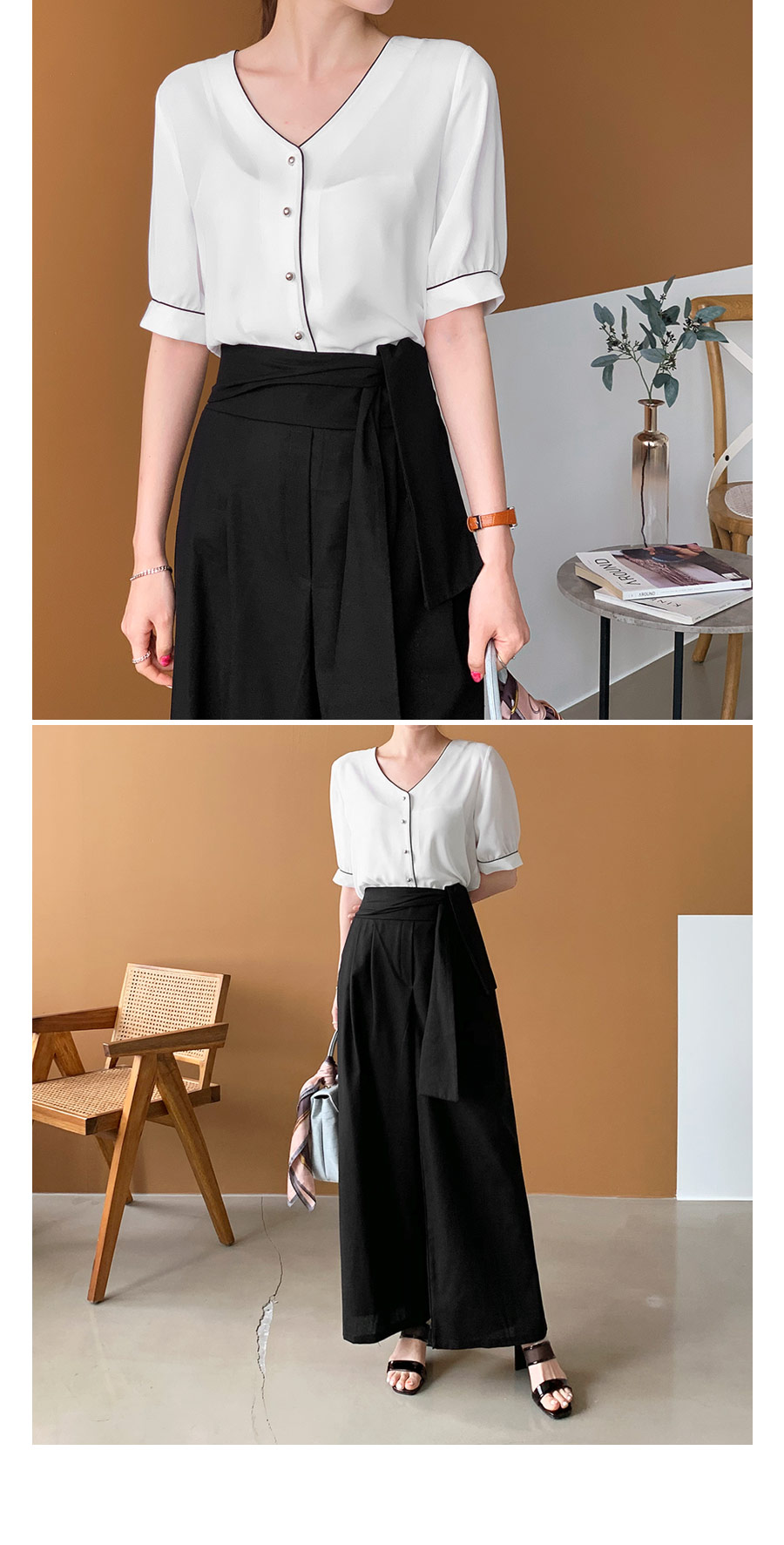 Vネックパイピングブラウス・全2色 | DHOLIC PLUS | 詳細画像11
