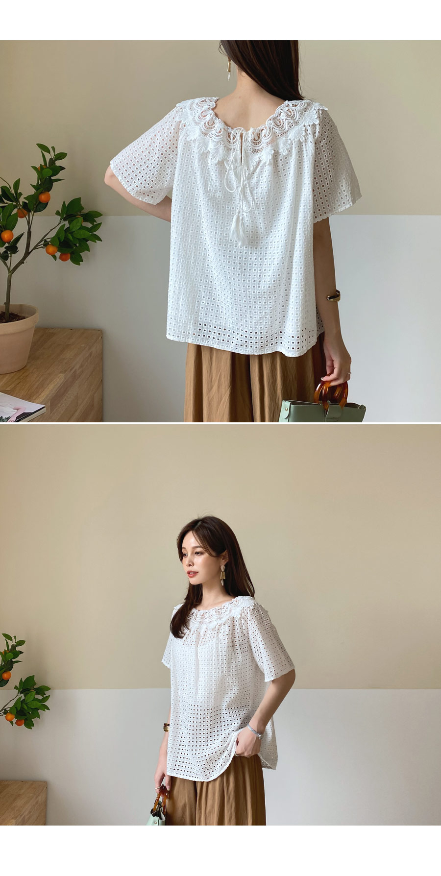 レースネックパンチングブラウス・全2色 | DHOLIC PLUS | 詳細画像8
