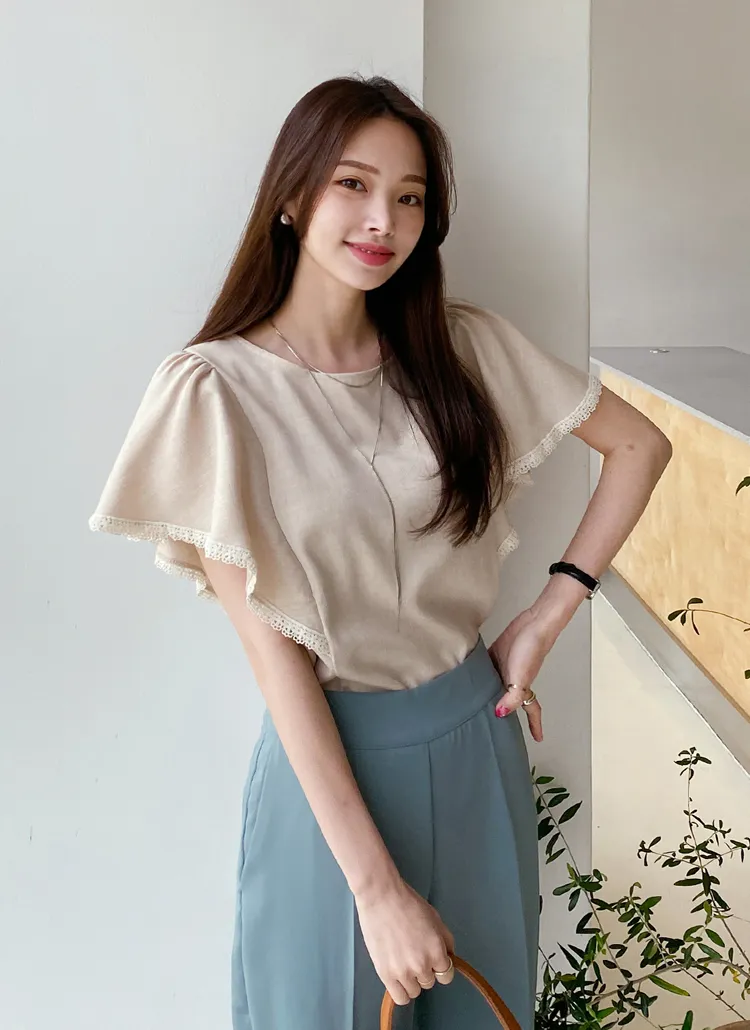 レースウィングスリーブブラウス・全3色 | DHOLIC PLUS | 詳細画像1