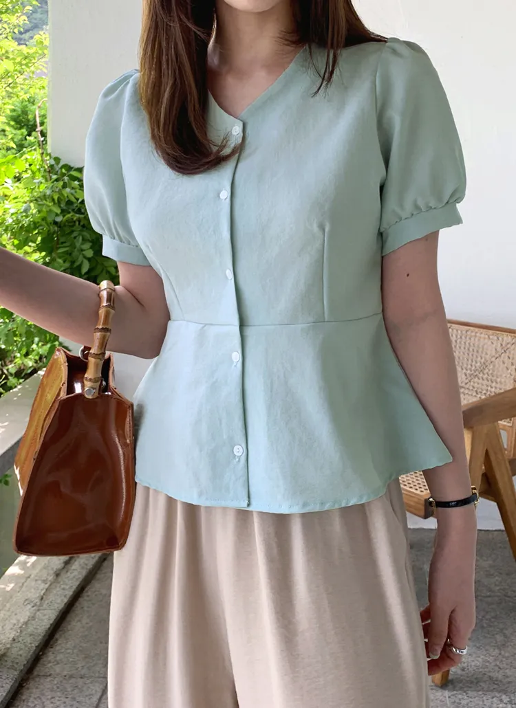 Vネックフレアブラウス・全3色 | DHOLIC PLUS | 詳細画像1