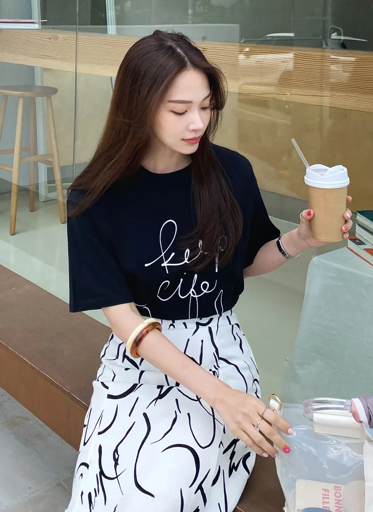 レタリングコットンTシャツ・全3色 | DHOLIC PLUS | 詳細画像1