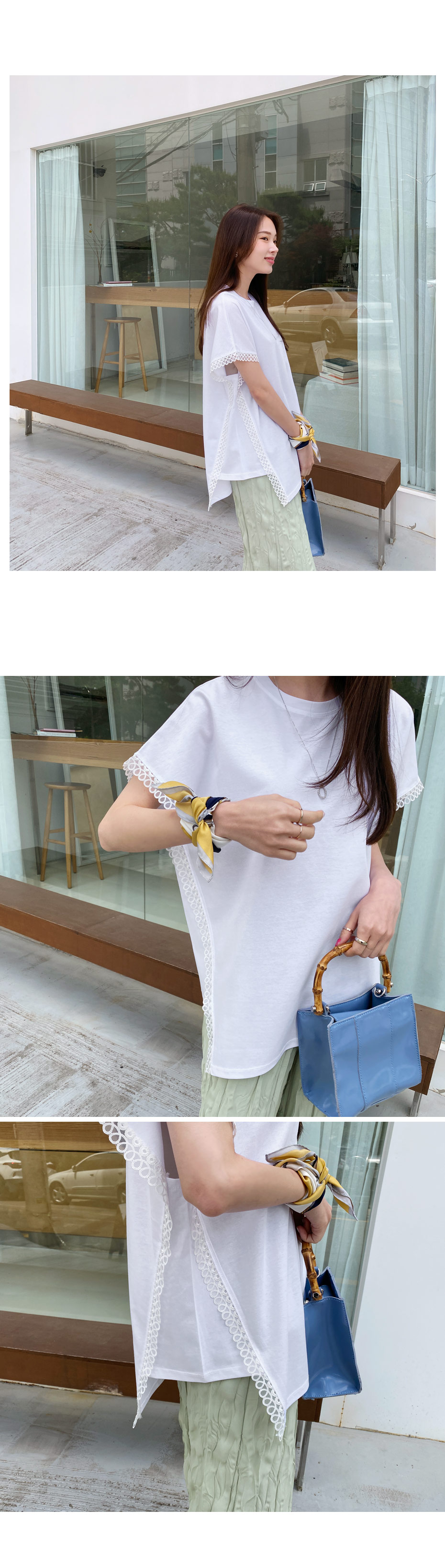 ダイアゴナルレーストリムTシャツ・全2色 | DHOLIC PLUS | 詳細画像2