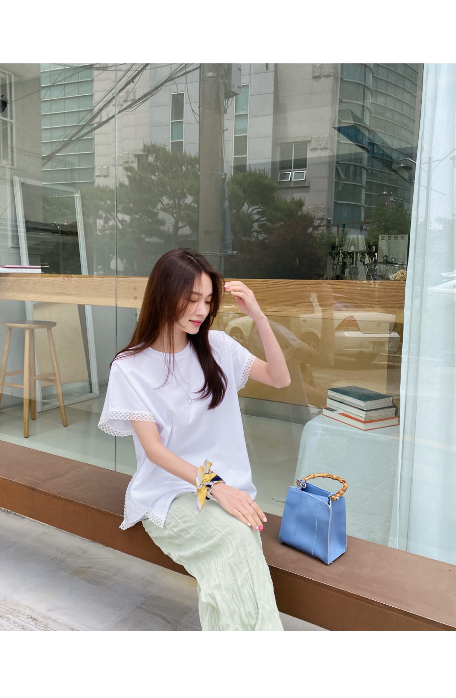 ダイアゴナルレーストリムTシャツ・全2色 | DHOLIC PLUS | 詳細画像3