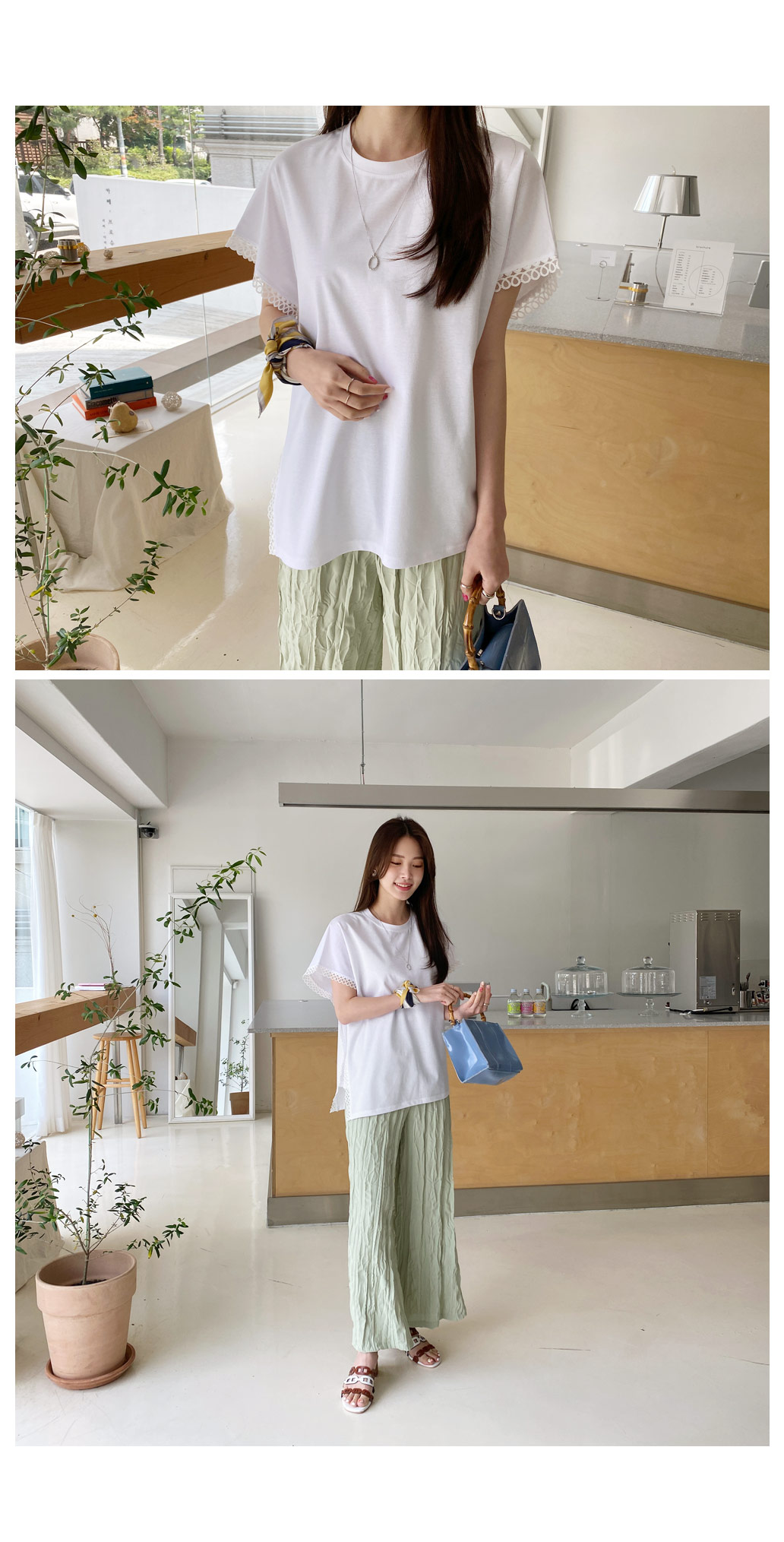 ダイアゴナルレーストリムTシャツ・全2色 | DHOLIC PLUS | 詳細画像8