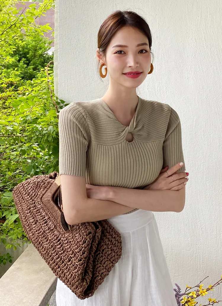 ツイストネックリブニット・全3色 | DHOLIC PLUS | 詳細画像1