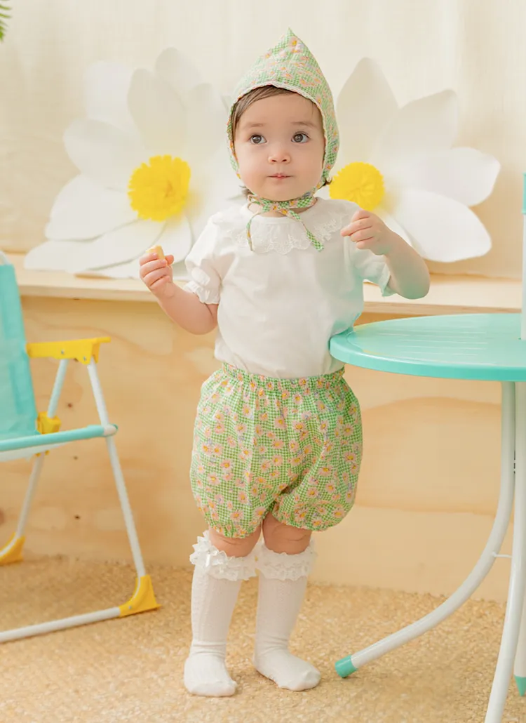 花柄チェックブルマパンツ(グリーン) | 詳細画像1