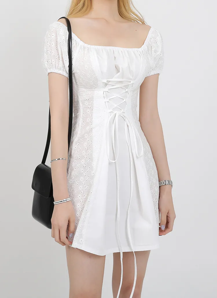 レースアップパンチングワンピース | ouruniform | 詳細画像1