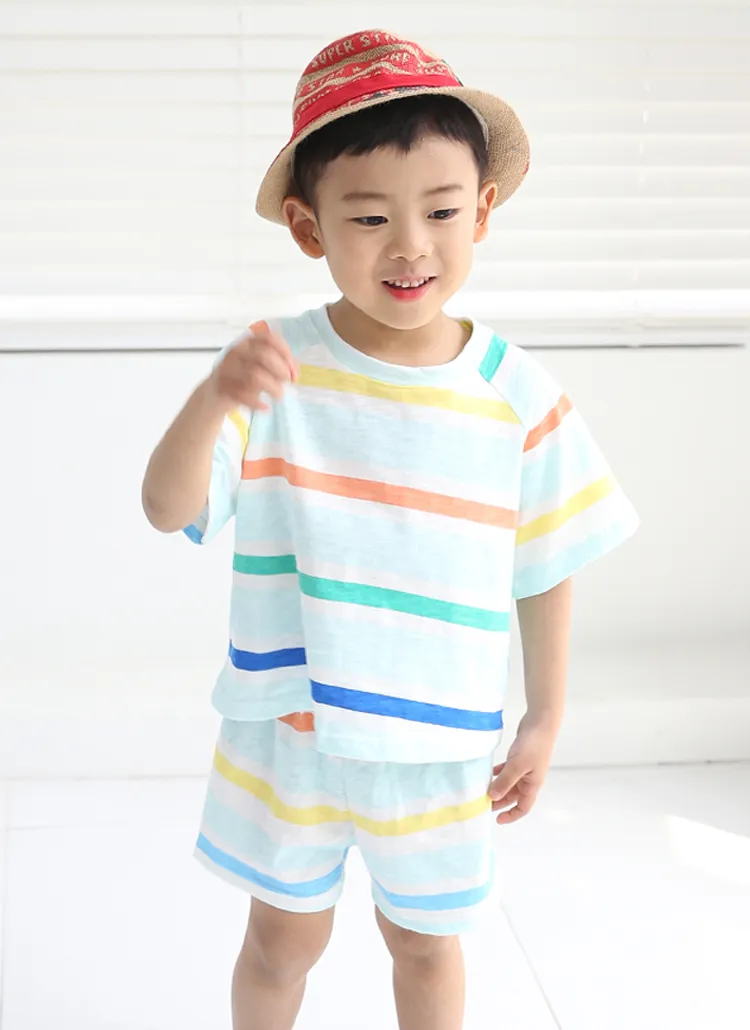 レインボー半袖Tシャツ上下SET | 詳細画像1