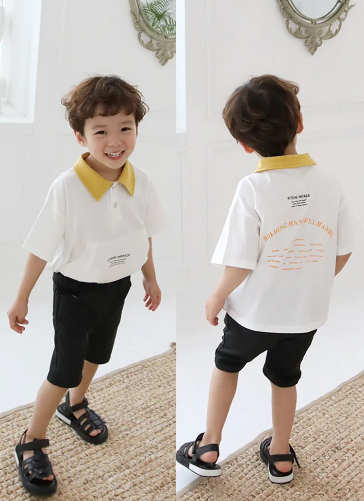 配色ポロカラーレタリングTシャツ | 詳細画像1