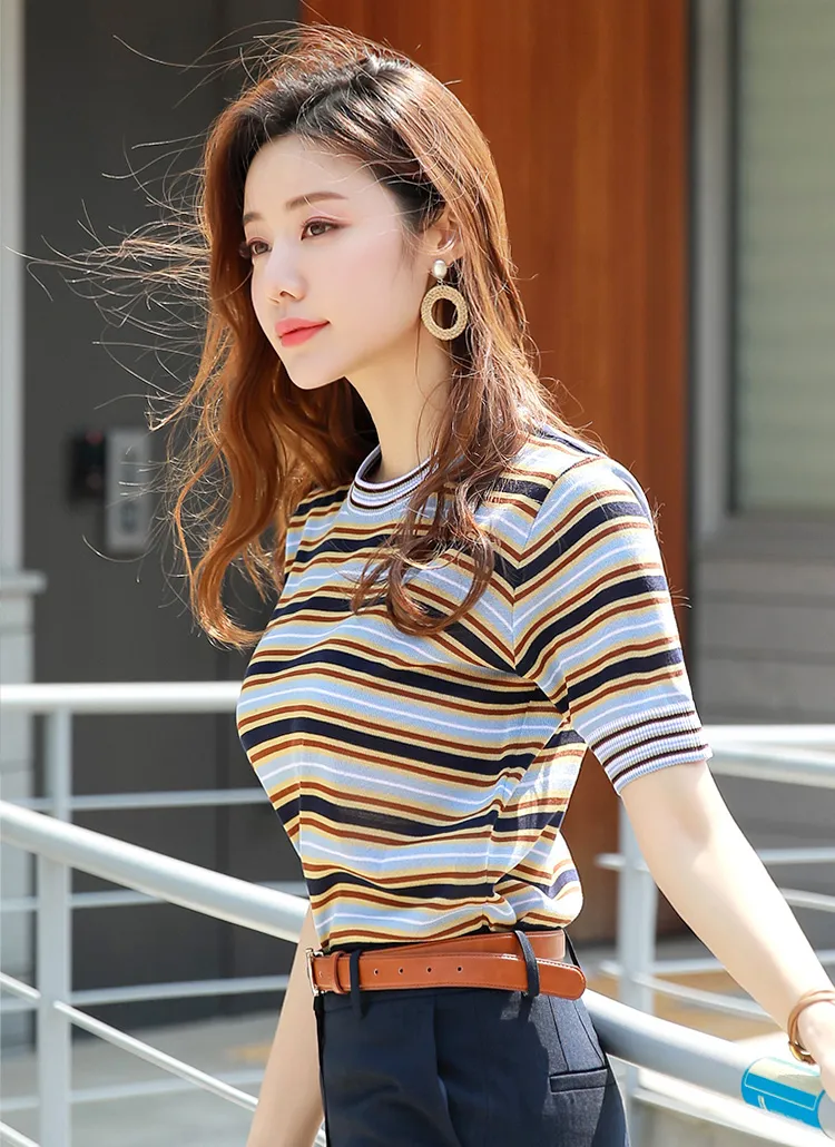 マルチボーター半袖ニット | styleonme | 詳細画像1