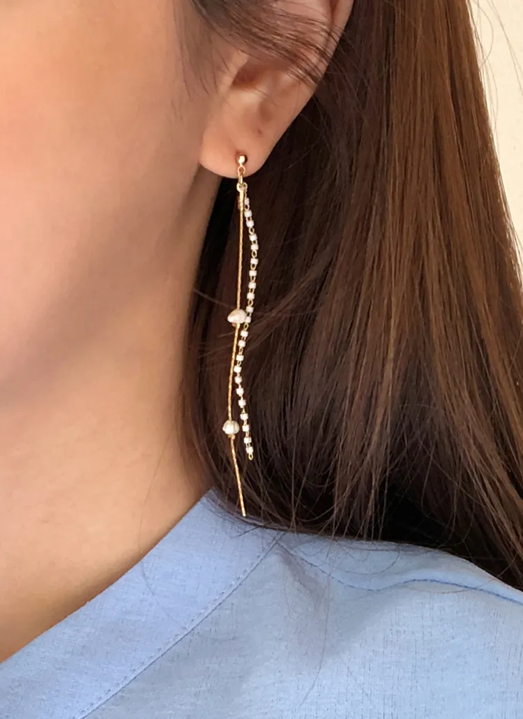 パールダブルドロップピアス・全2色 | DHOLIC PLUS | 詳細画像1