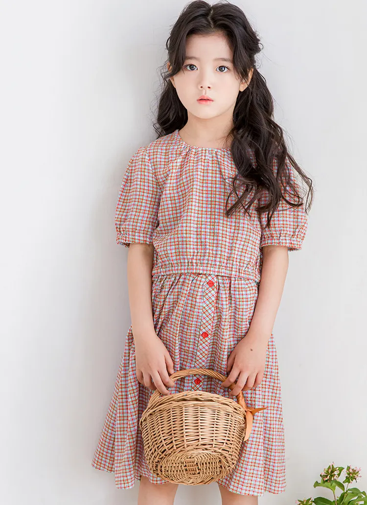 チェック柄クロップドトップ&スカートSET | 詳細画像1