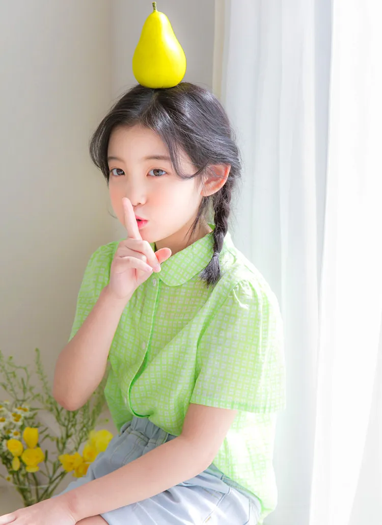 ラウンドカラーチェックブラウス | 詳細画像1