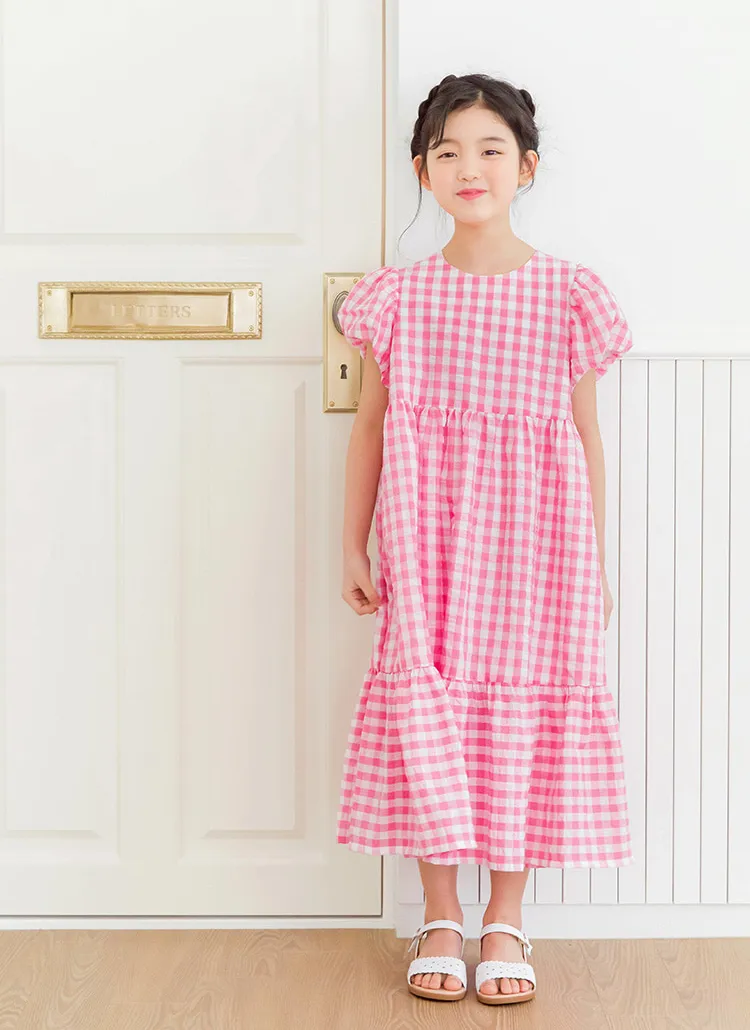 パフスリーブチェックロングワンピース | 詳細画像1