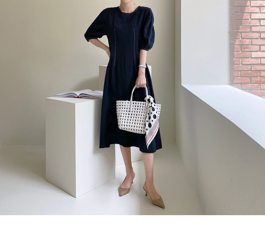 ステッチパフワンピース・全2色 | DHOLIC PLUS | 詳細画像4