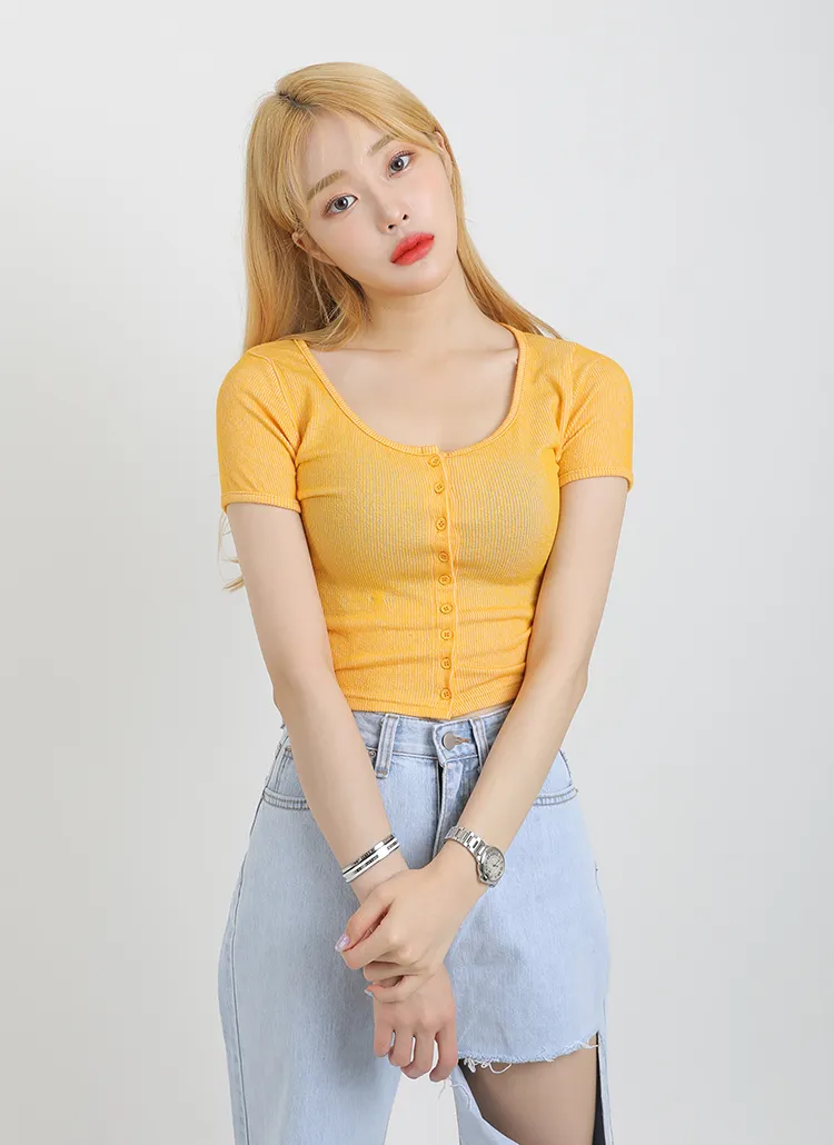 クロップド半袖カーディガン | ouruniform | 詳細画像1