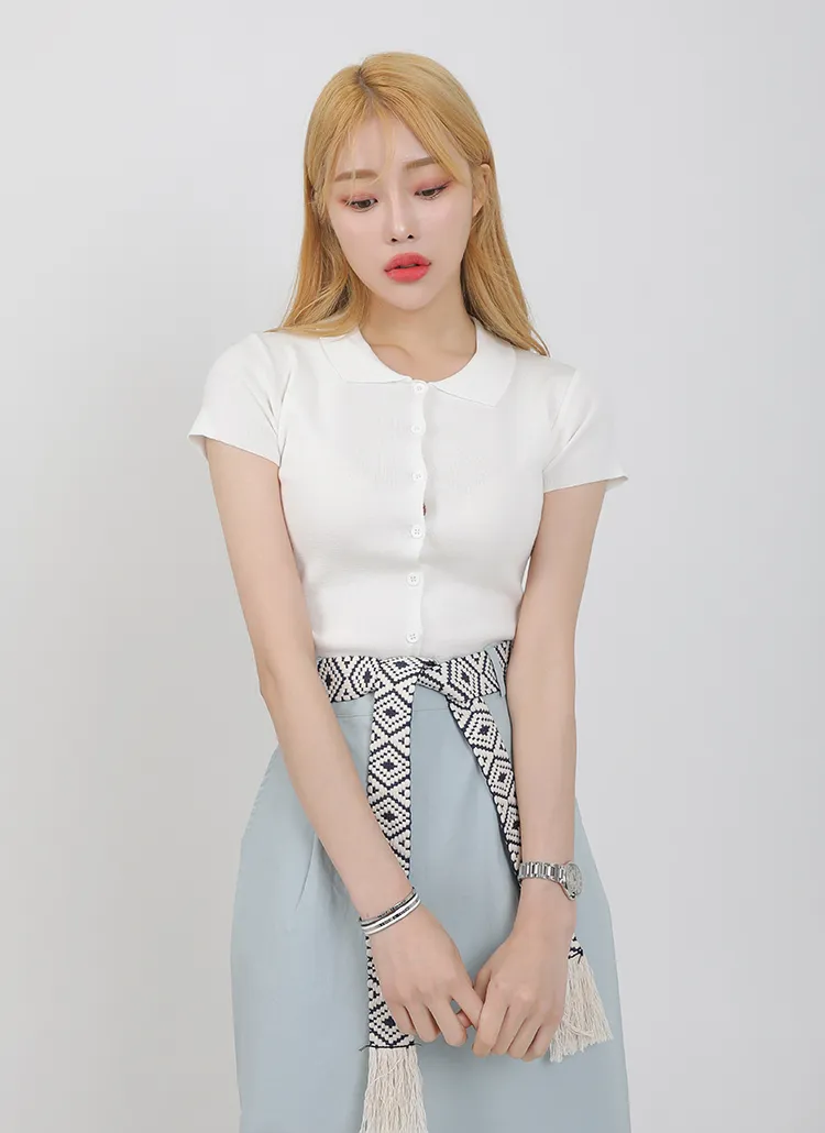 半袖カラーニットカーディガン | ouruniform | 詳細画像1