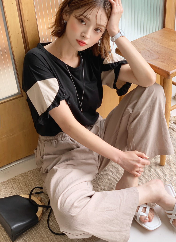 フリルスリーブTシャツ・全3色 | レディースファッション通販