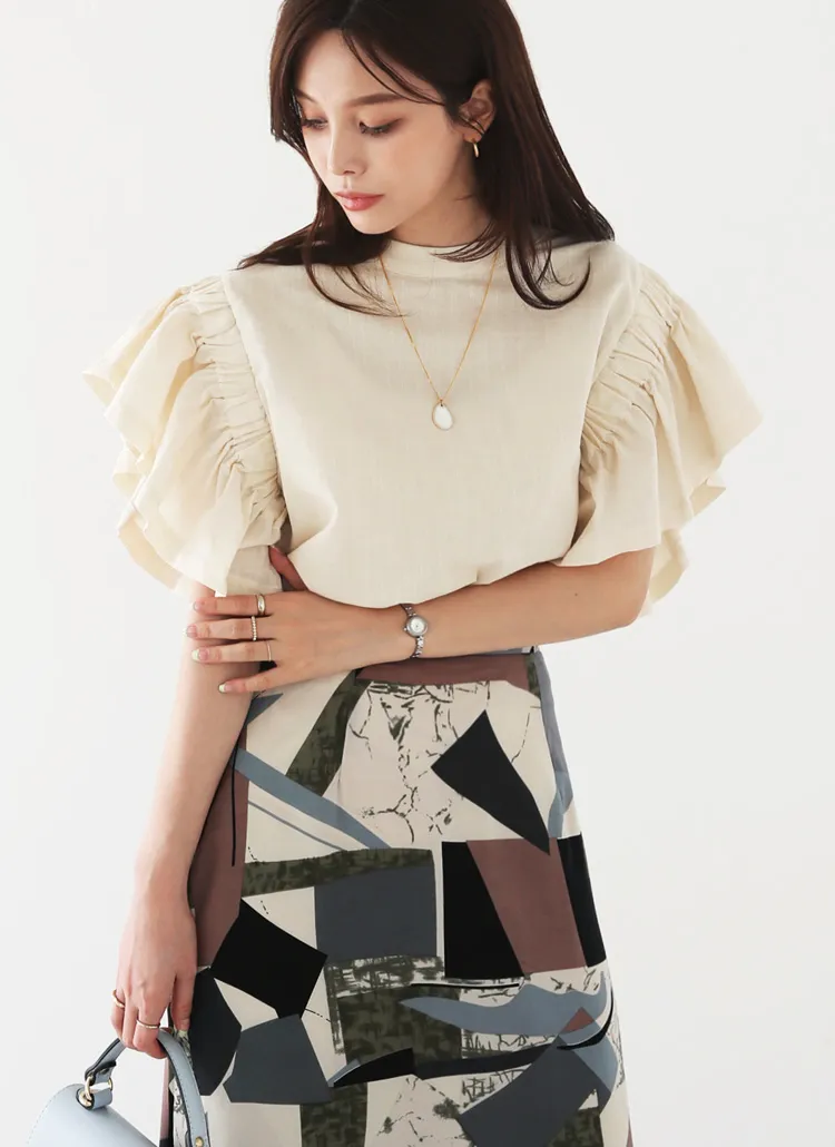 ラッフルスリーブブラウス・全2色 | DHOLIC PLUS | 詳細画像1