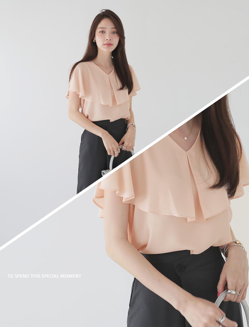 ラッフルVネックブラウス・全4色 | DHOLIC PLUS | 詳細画像7