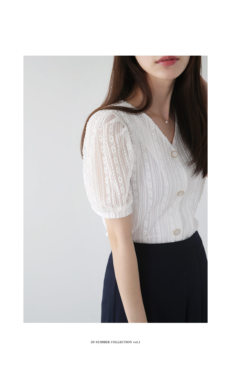 Vネックシアーレースブラウス・全2色 | DHOLIC PLUS | 詳細画像2