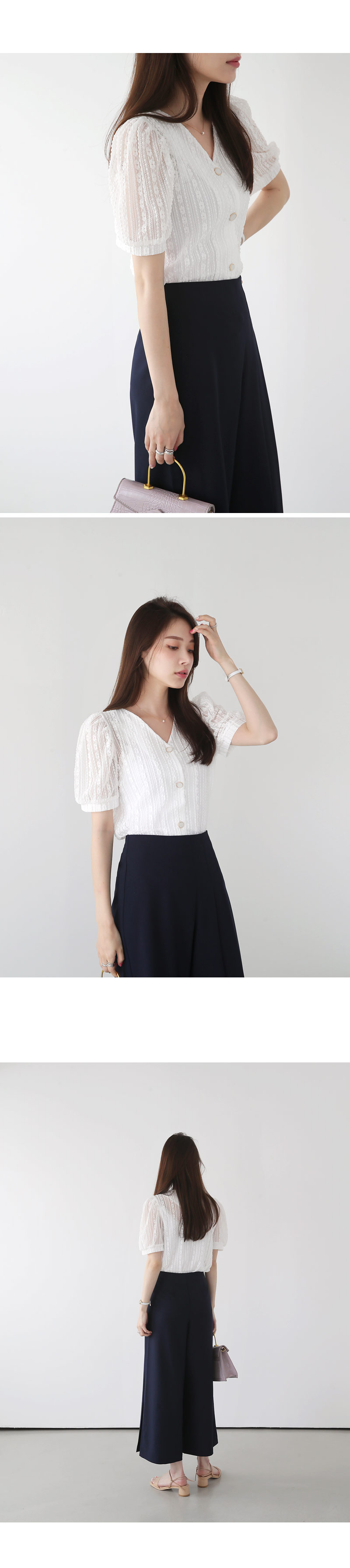 Vネックシアーレースブラウス・全2色 | DHOLIC PLUS | 詳細画像9