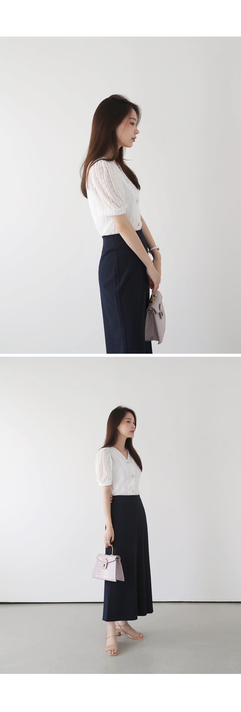 Vネックシアーレースブラウス・全2色 | DHOLIC PLUS | 詳細画像12