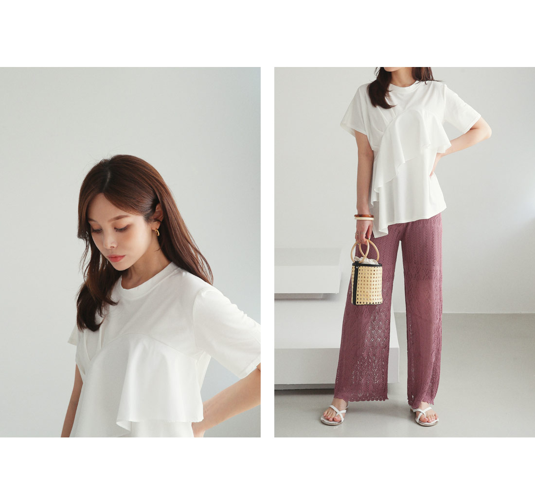 ダイアゴナルラッフルTシャツ・全2色 | DHOLIC PLUS | 詳細画像3