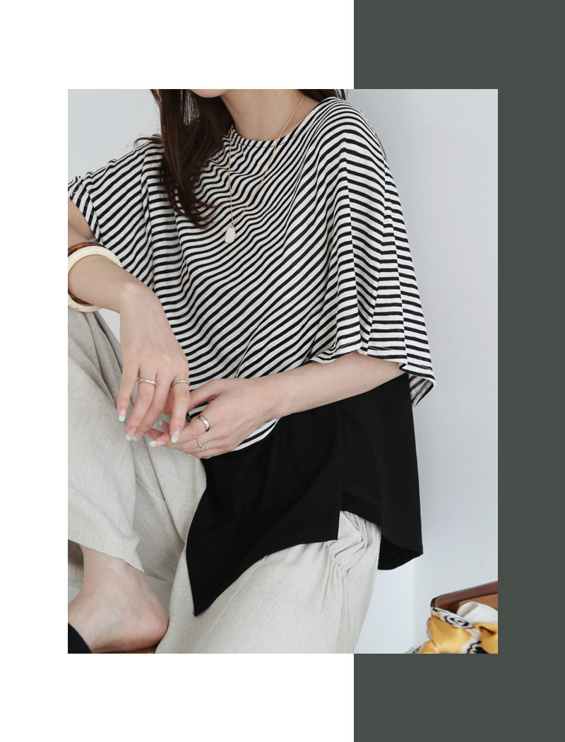 ストライプコントラストTシャツ・全3色 | DHOLIC PLUS | 詳細画像13