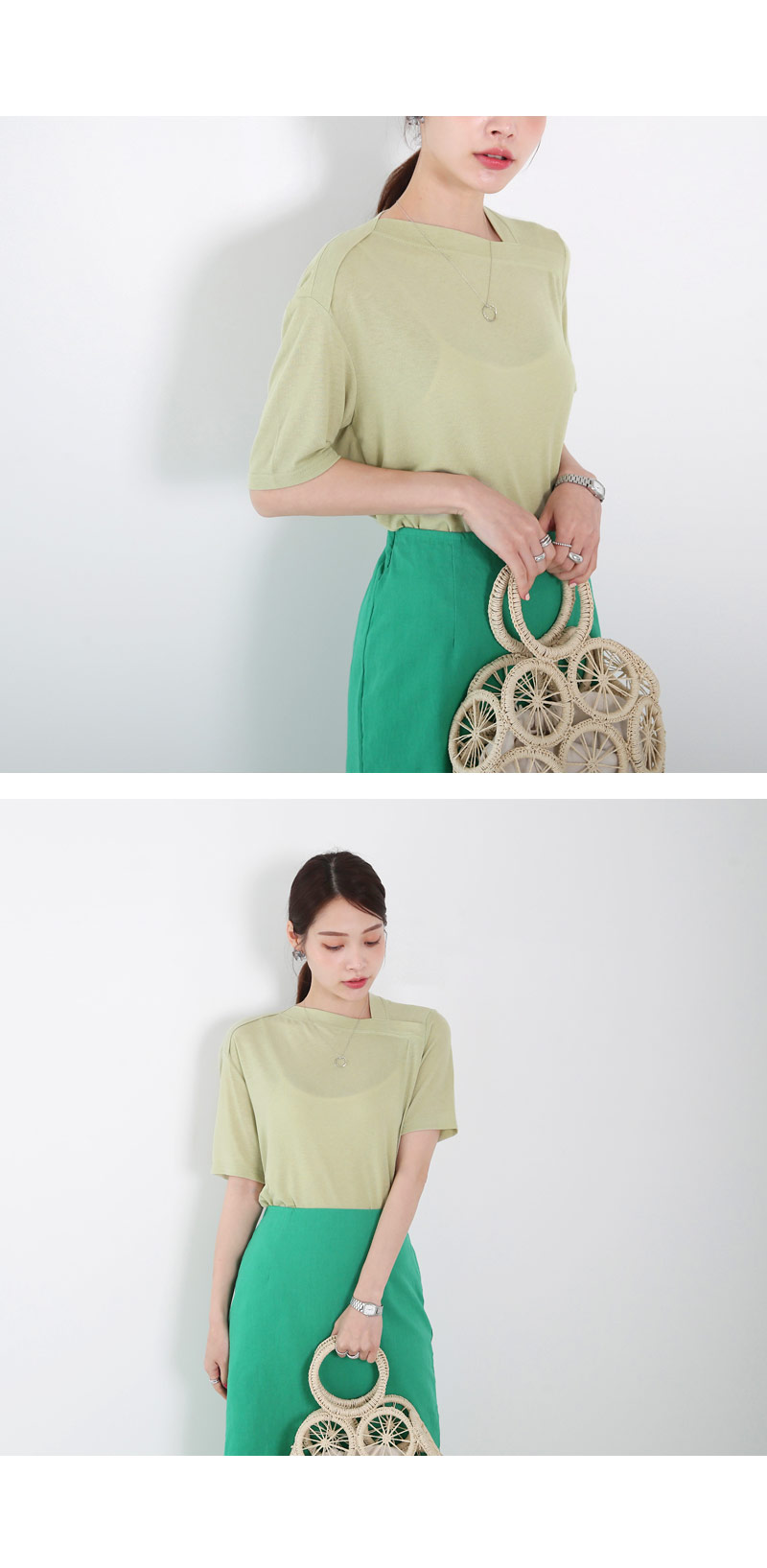 ダイアゴナルネックTシャツ・全3色 | DHOLIC PLUS | 詳細画像6