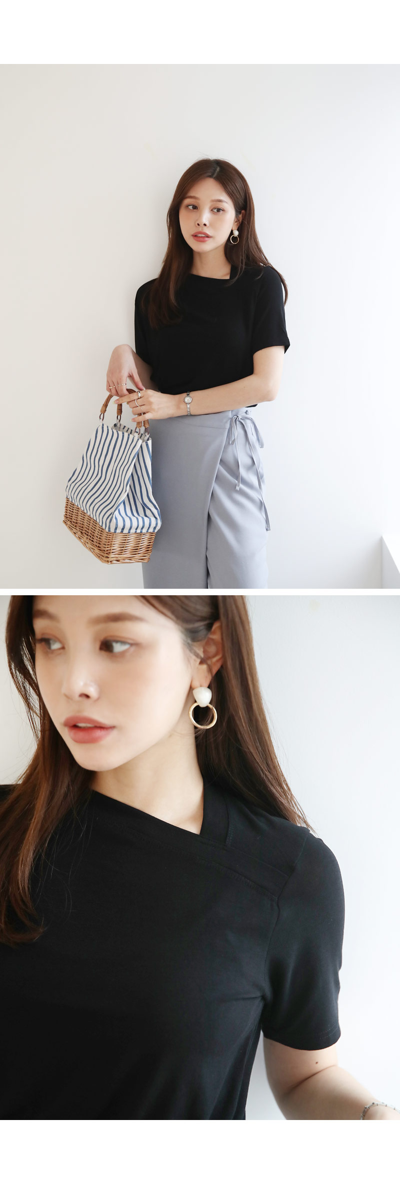 ダイアゴナルネックTシャツ・全3色 | DHOLIC PLUS | 詳細画像9