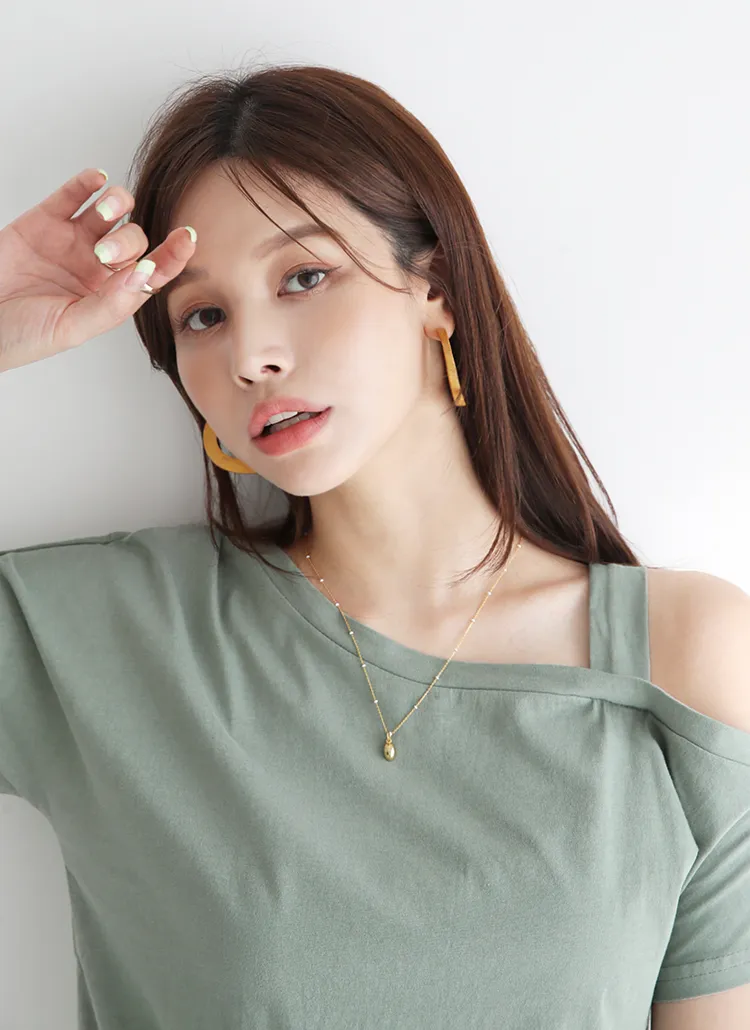 アシメオフショルTシャツ・全5色 | DHOLIC PLUS | 詳細画像1