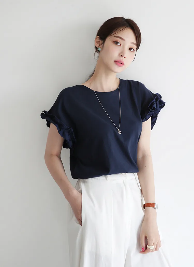 フリルスリーブTシャツ・全2色 | DHOLIC PLUS | 詳細画像1