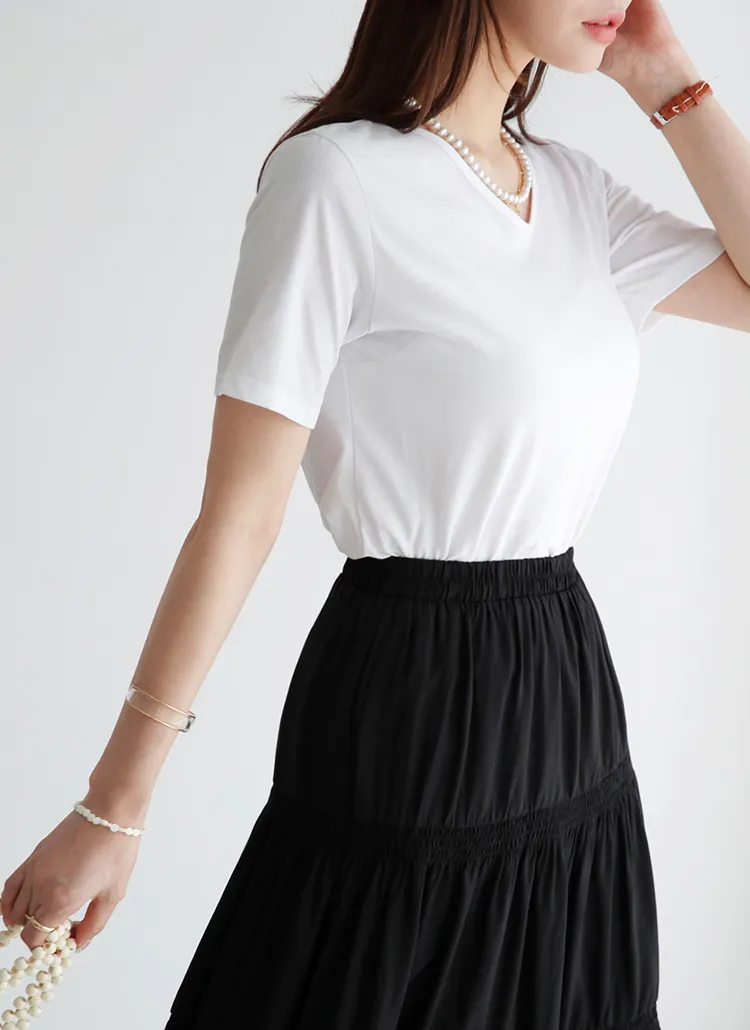 Uネック半袖Tシャツ・全6色 | DHOLIC PLUS | 詳細画像1