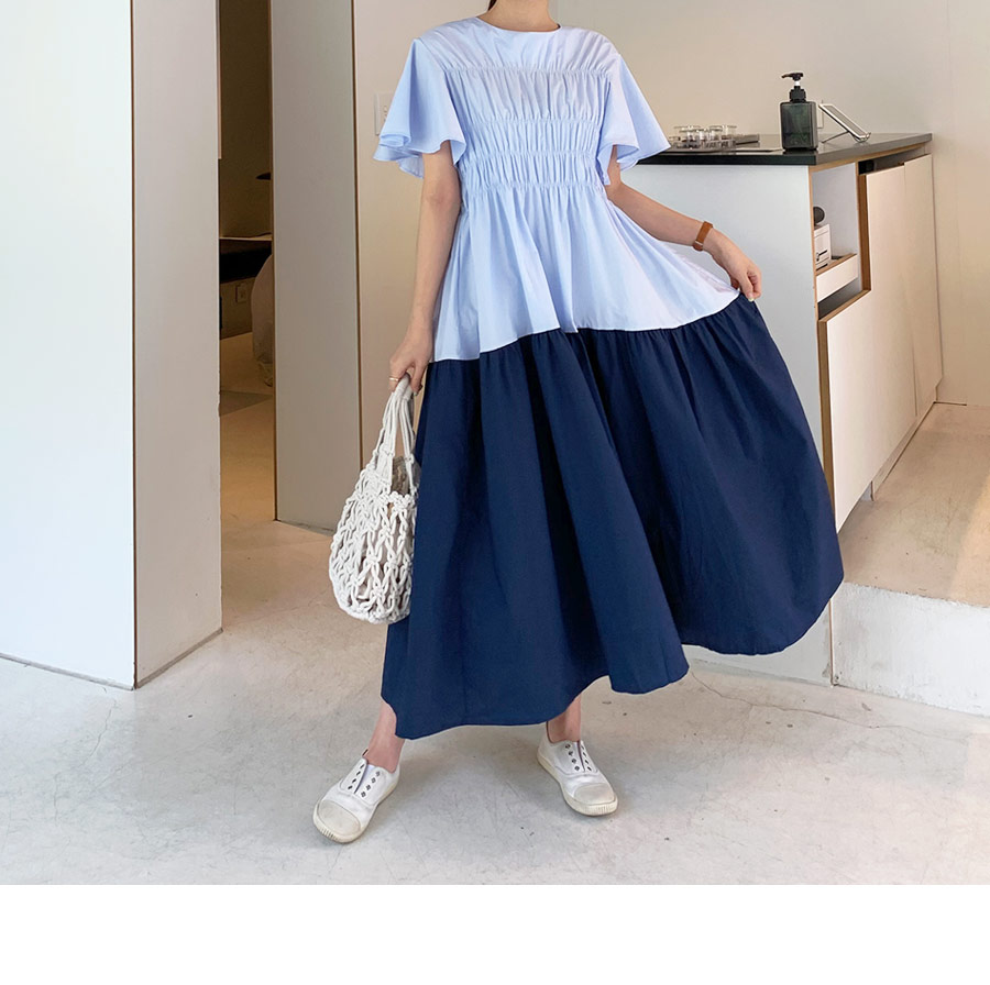 配色ギャザーワンピース・全2色 | DHOLIC PLUS | 詳細画像8