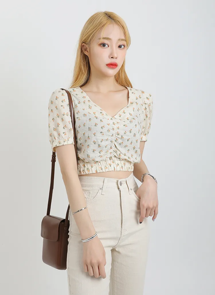 クロップドフラワーブラウス | ouruniform | 詳細画像1