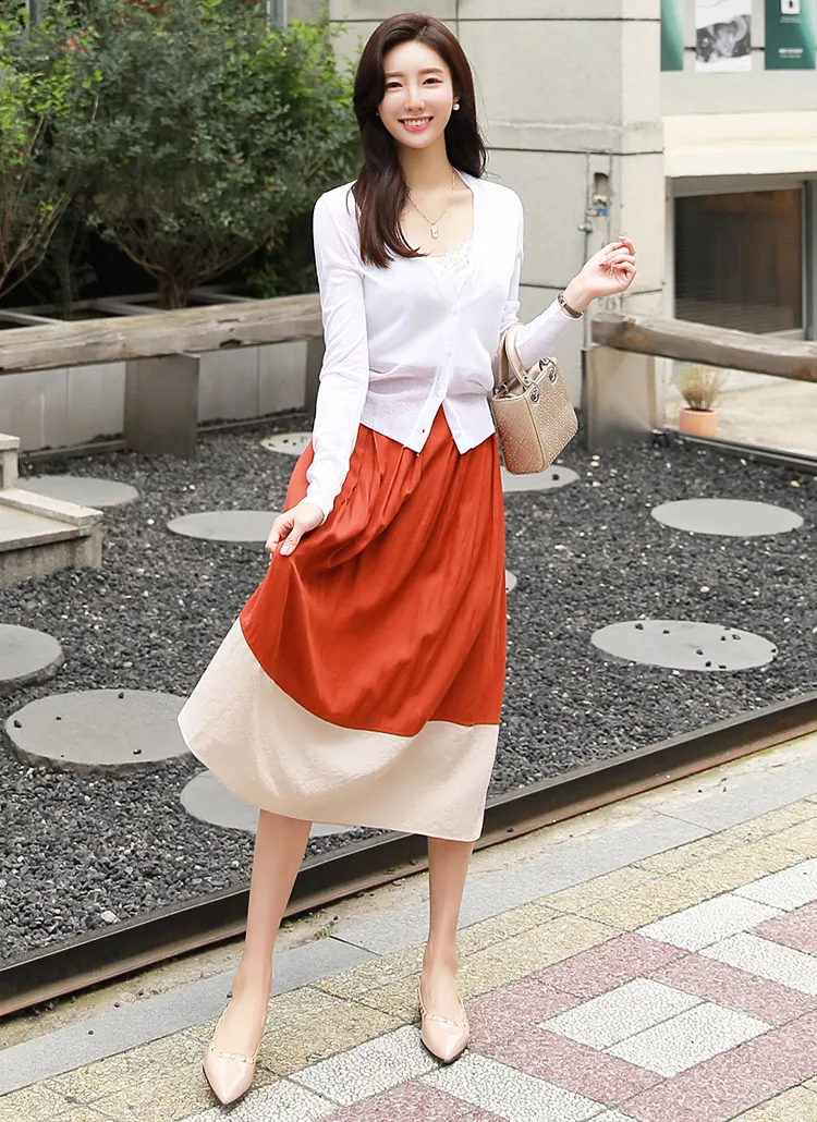 バイカラープリーツスカート | styleonme | 詳細画像1