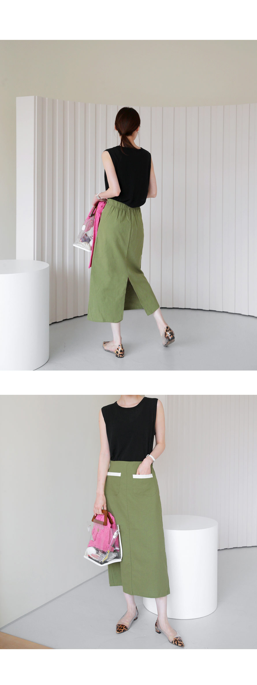 リネン混配色ポケットスカート・全4色 | DHOLIC PLUS | 詳細画像4