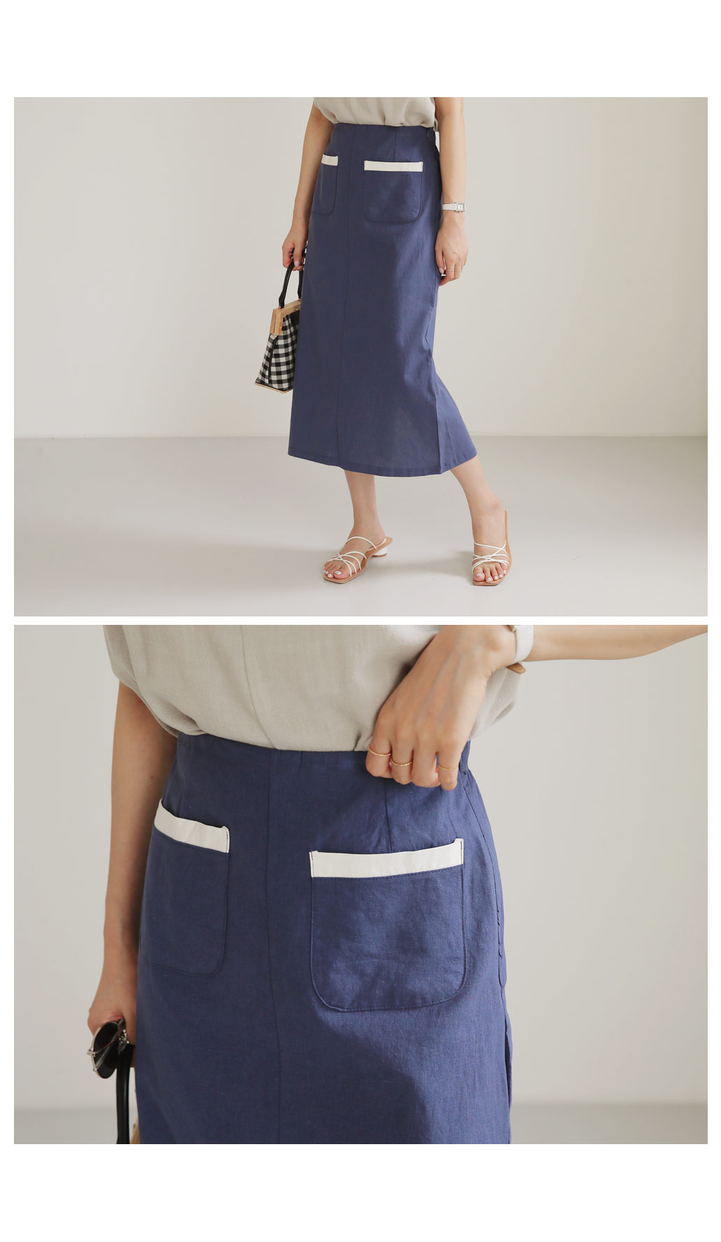 リネン混配色ポケットスカート・全4色 | DHOLIC PLUS | 詳細画像11