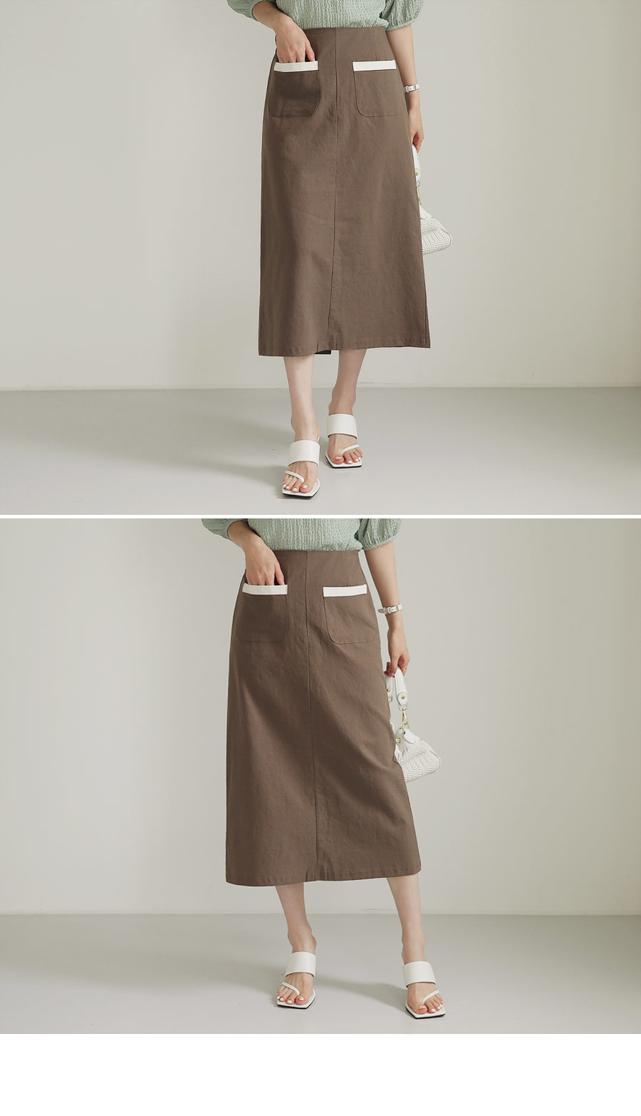 リネン混配色ポケットスカート・全4色 | DHOLIC PLUS | 詳細画像15