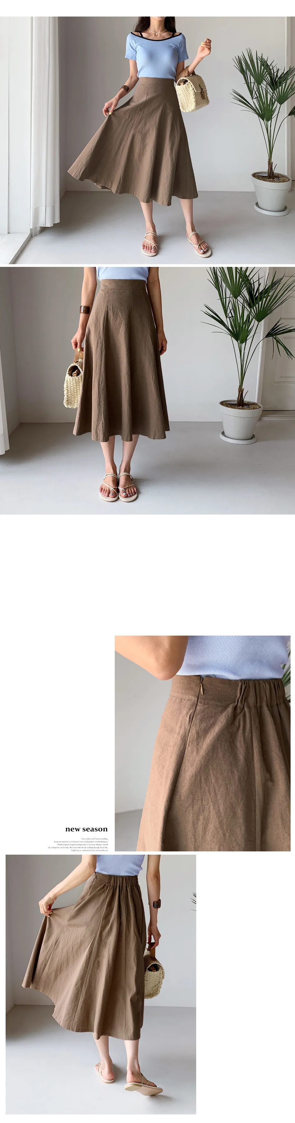リネン混フレアスカート・全3色 | DHOLIC | 詳細画像2
