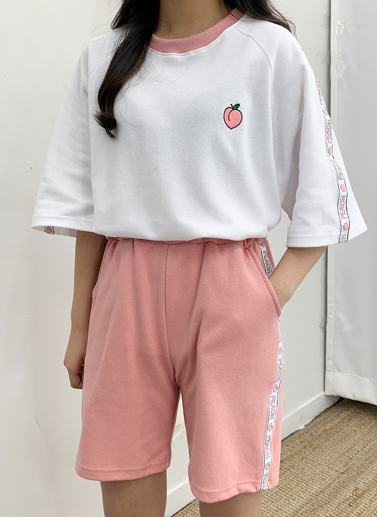 peach配色Tシャツ&パンツSET | bullang girls | 詳細画像1