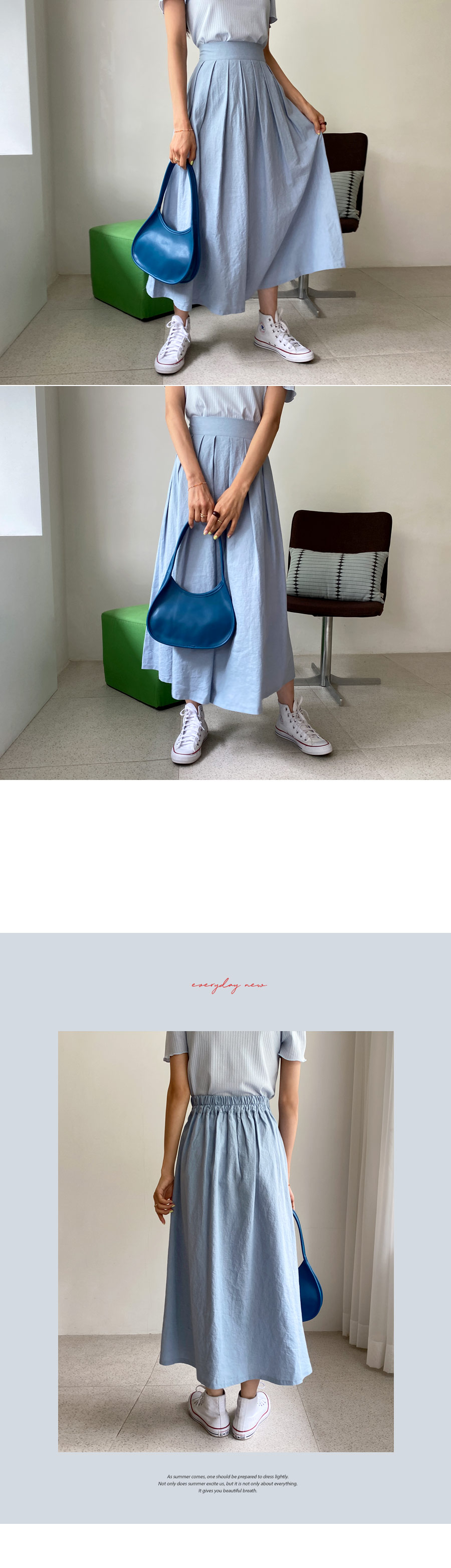 リネン混タックフレアスカート・全2色 | DHOLIC | 詳細画像2