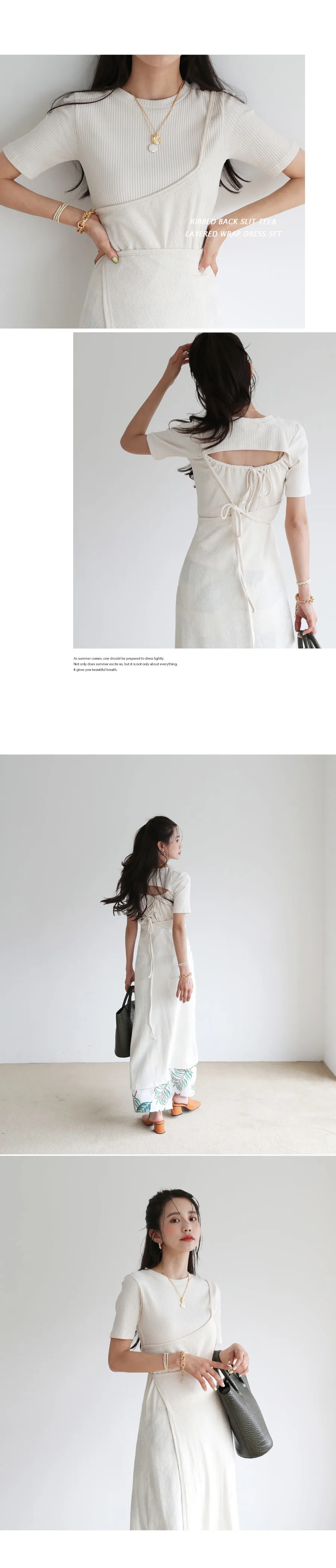 バックスリットドロストTシャツ&ラップワンピースSET・全2色 | DHOLIC | 詳細画像3