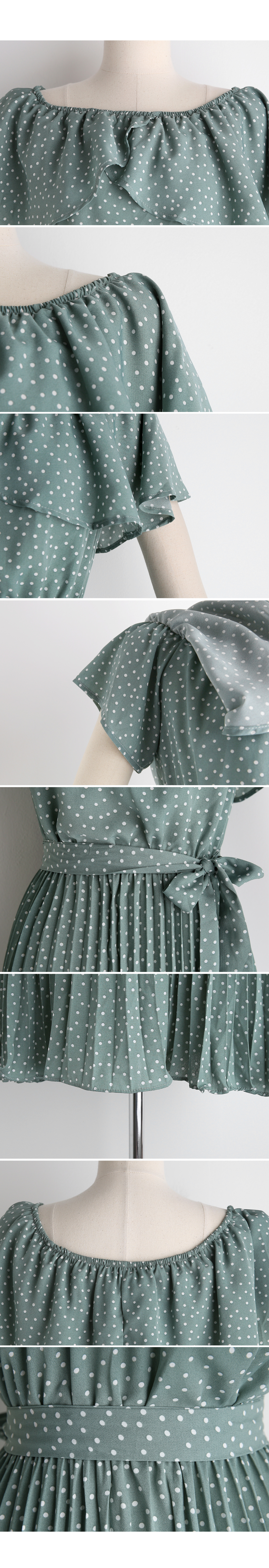 ストラップ付ドットプリーツワンピース・全3色 | レディース