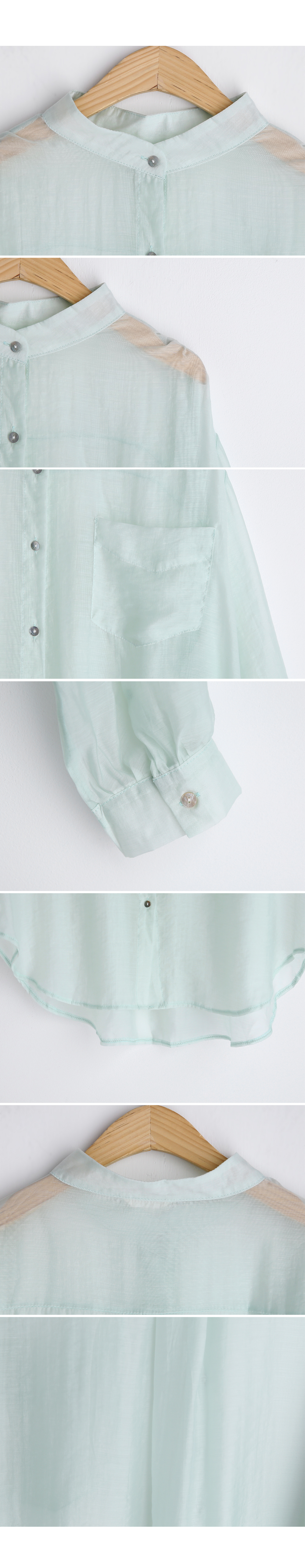 シアーバンドカラーポケットシャツ・全3色 | DHOLIC | 詳細画像11